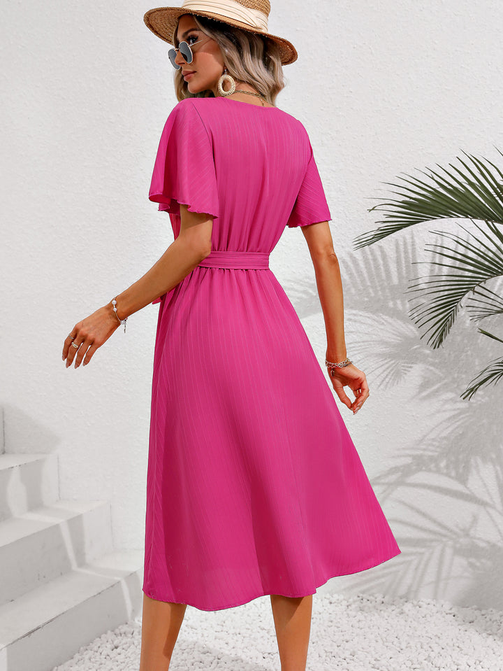 Pink Wrap Dress Flared Dress