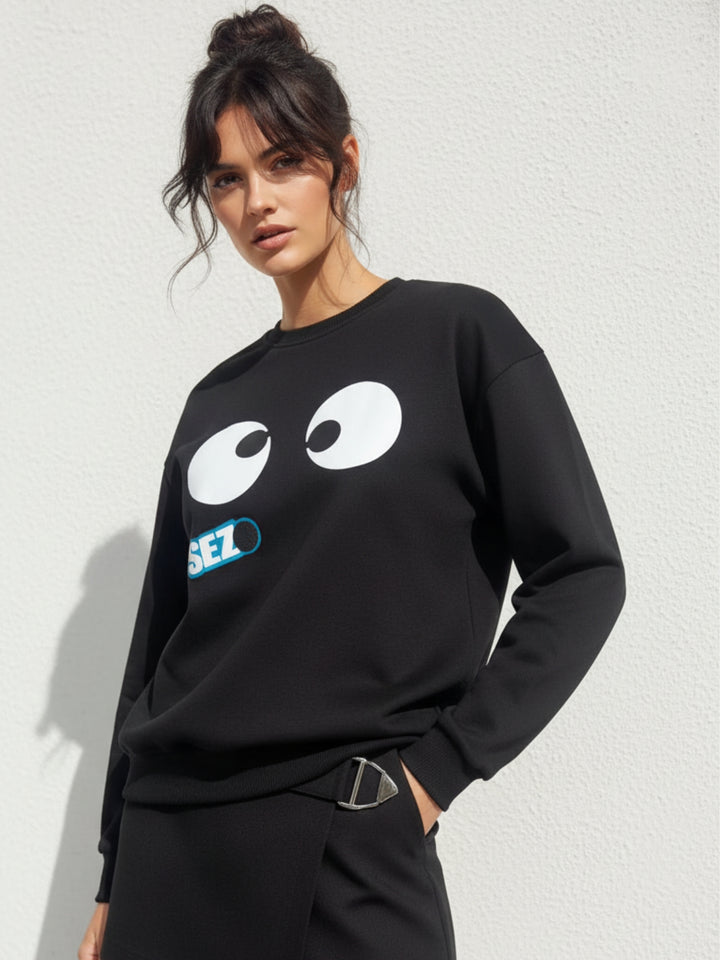 Black Character Graphic Sweatshirt