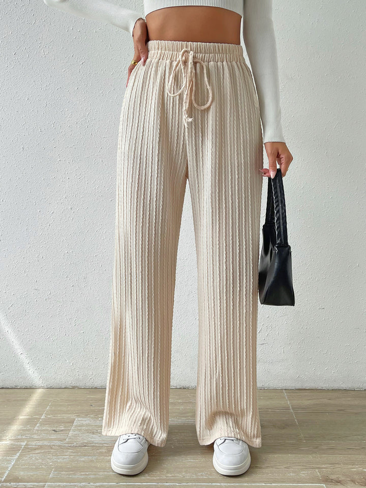 Cream Regular Fit Drawstring Joggers