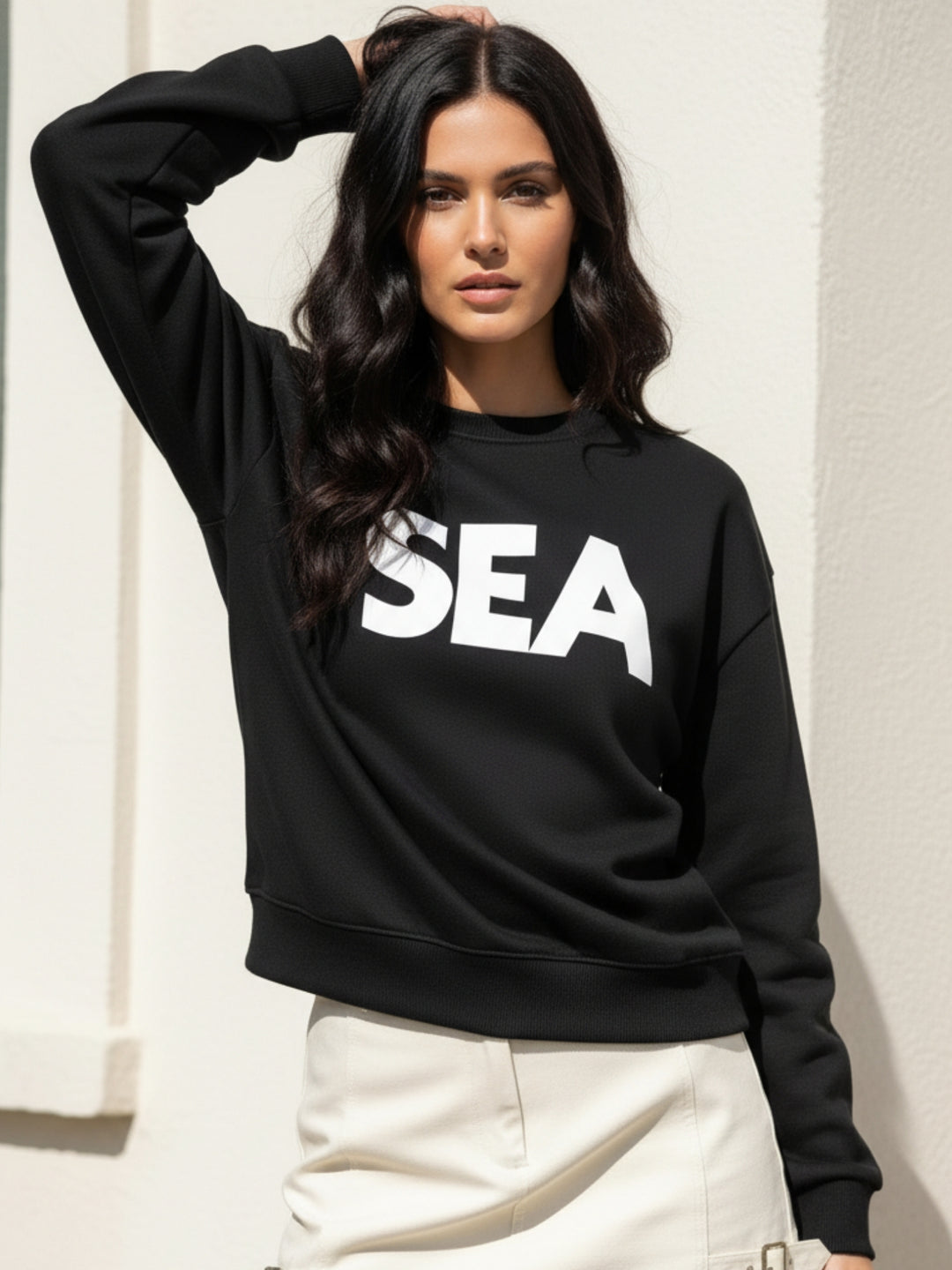 Black Graphic Oversized Sweatshirt