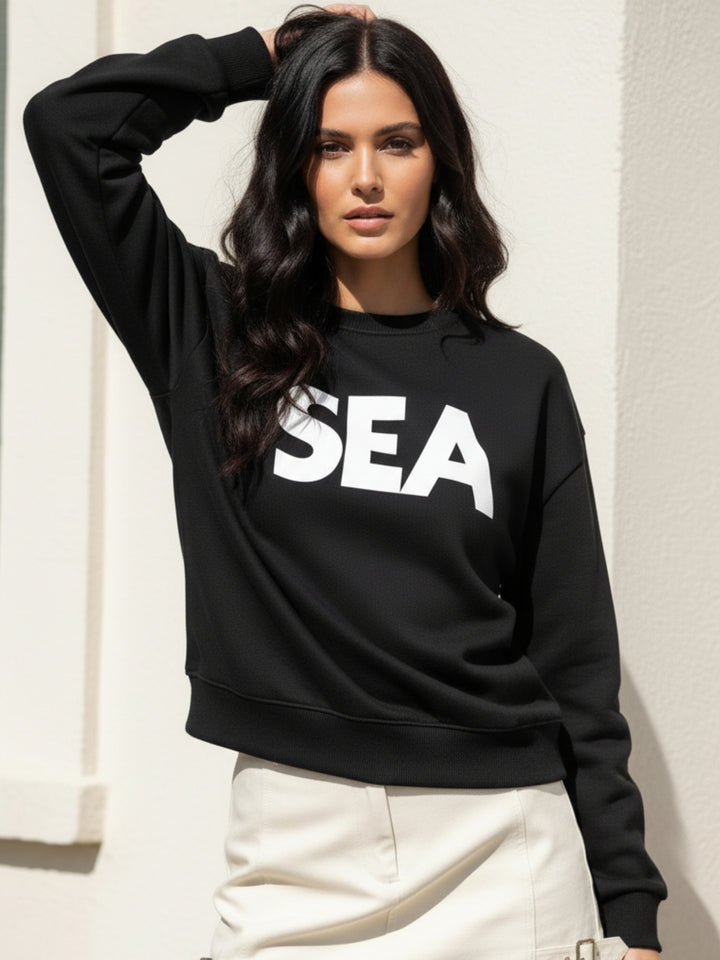 Black Graphic Oversized Sweatshirt