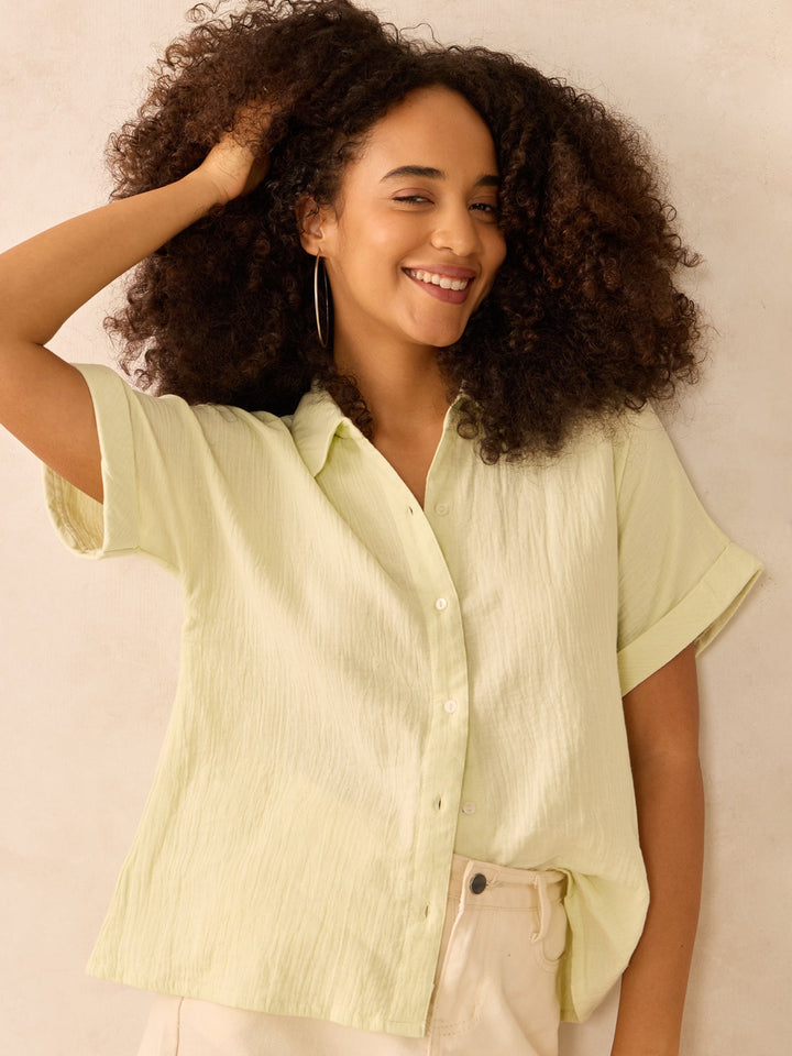 Yellow Relaxed Fit Button Down Shirt
