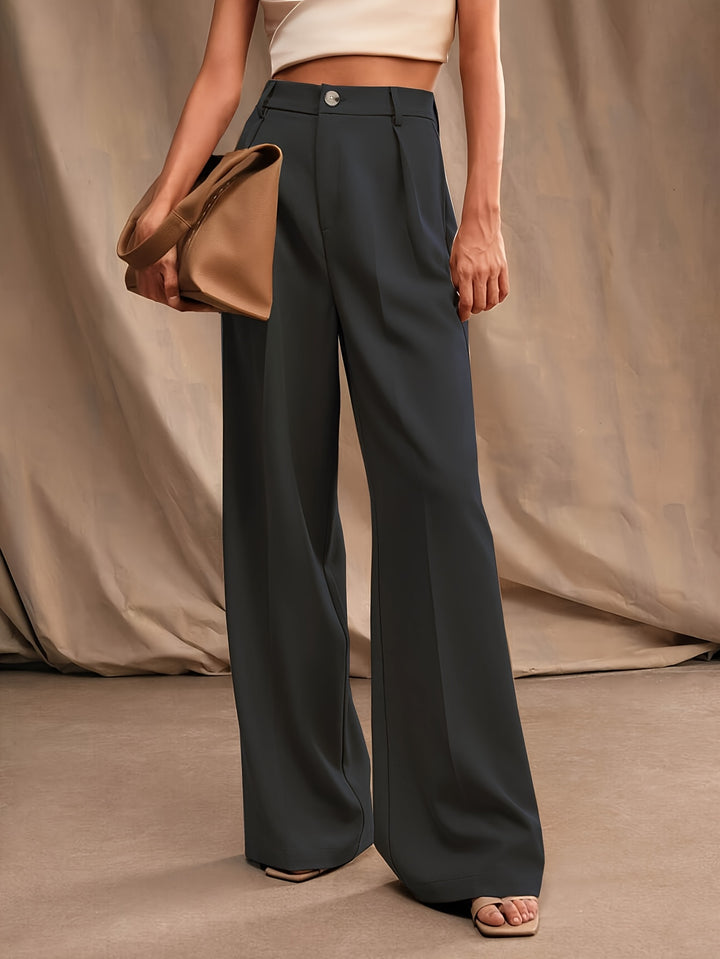 Charcoal Grey High Waist Wide Leg Trouser