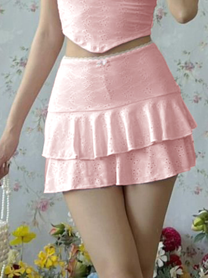 Pink Ruffle Short Skirt