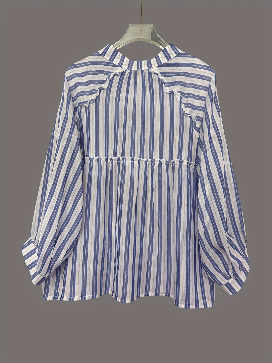 Blue Bishop Sleeve Striped Top