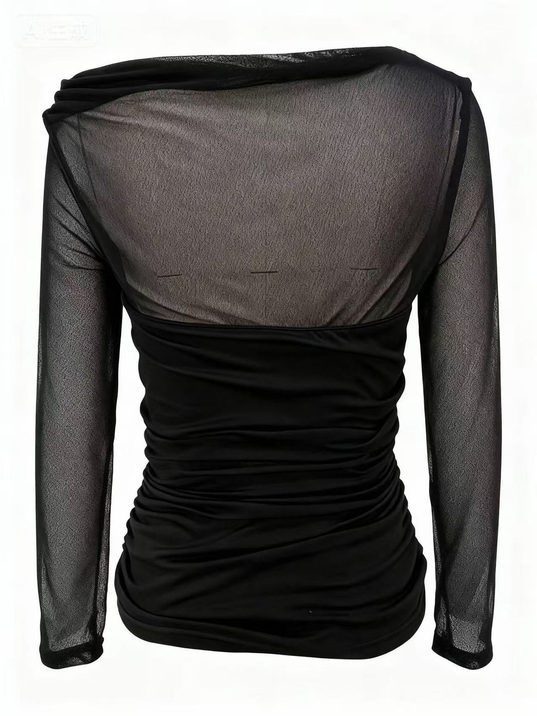 Black Full Sleeve Mesh Detail Top