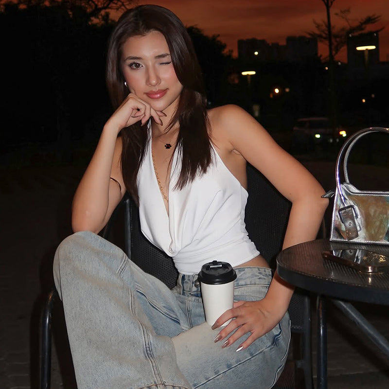 White Halter Neck Top