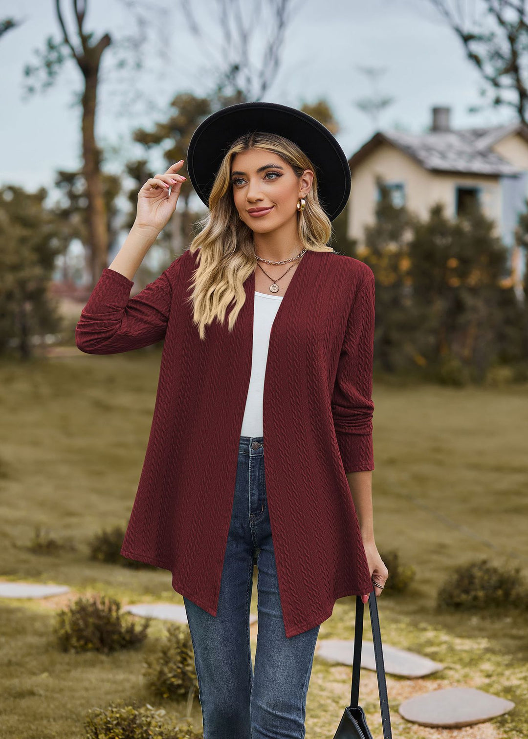 Maroon Solid Textured Shrug