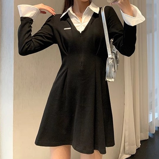 Black Twofer Style Mini Dress