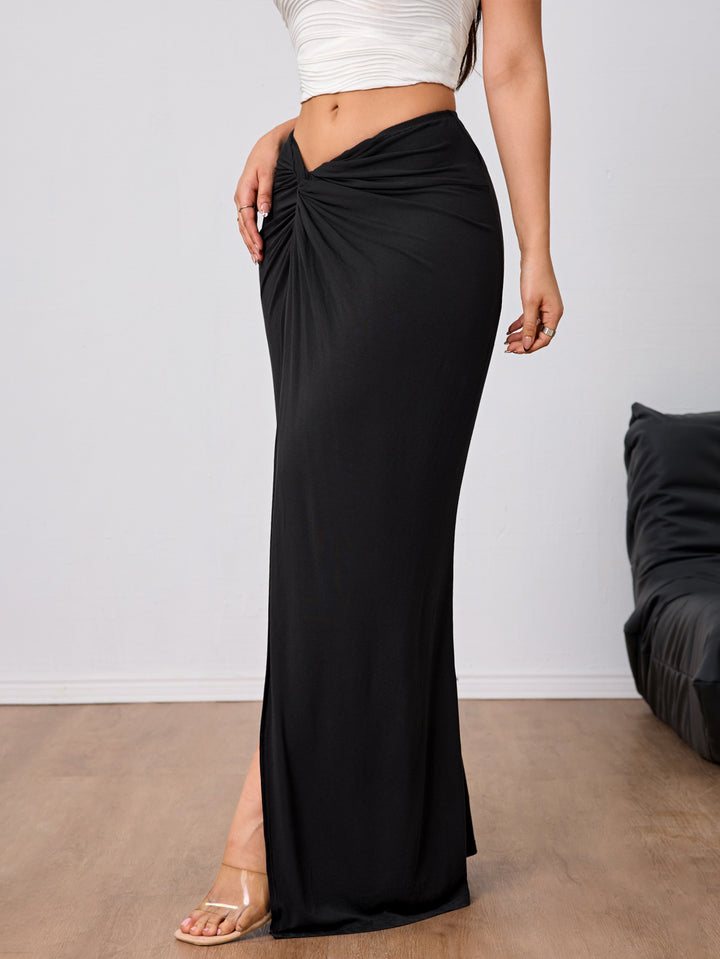 Black Waist Twisted Skirt