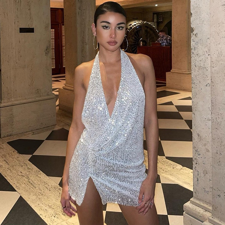 White Sleeveless Embellished Mini Dress
