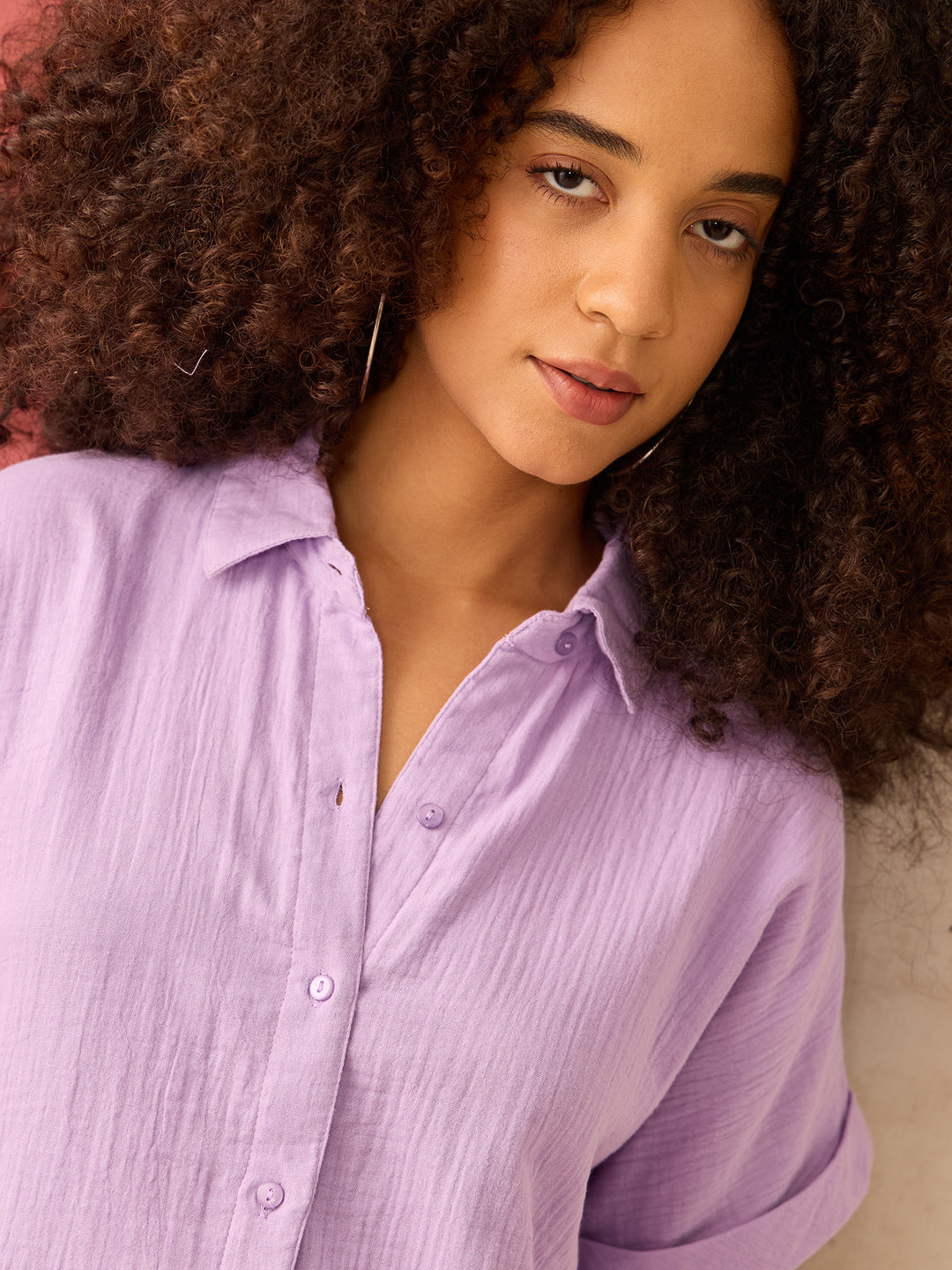 Purple Relaxed Fit Button Down Shirt