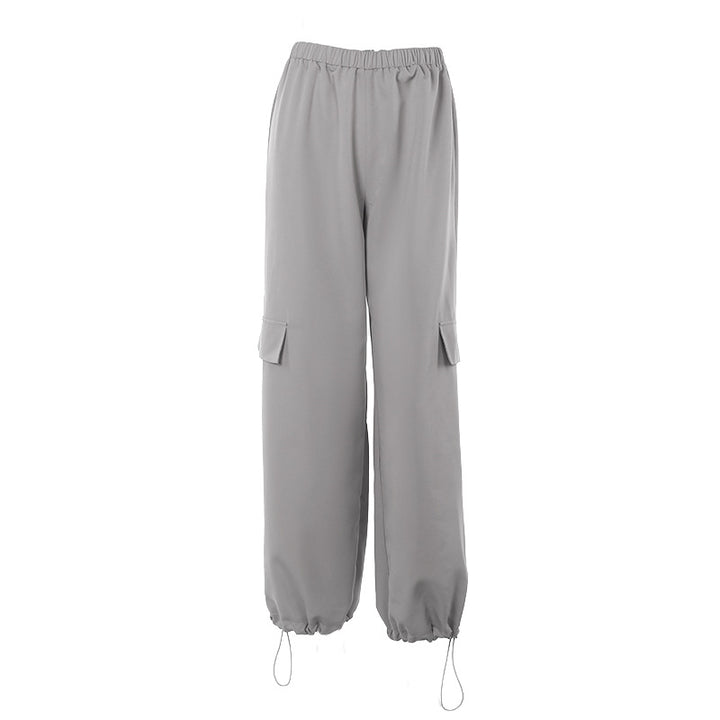 Grey Solid Parachute Pant