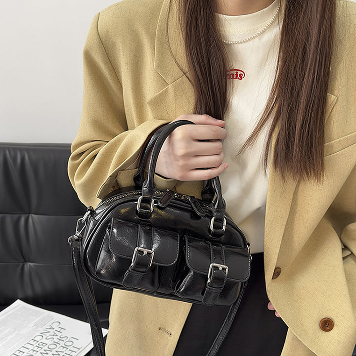 Black Double Pocket Crossbody Bag