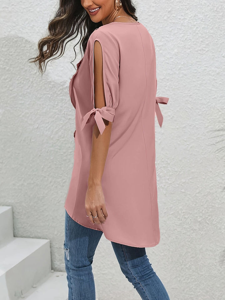 Pink Tulip Hem Shoulder Top