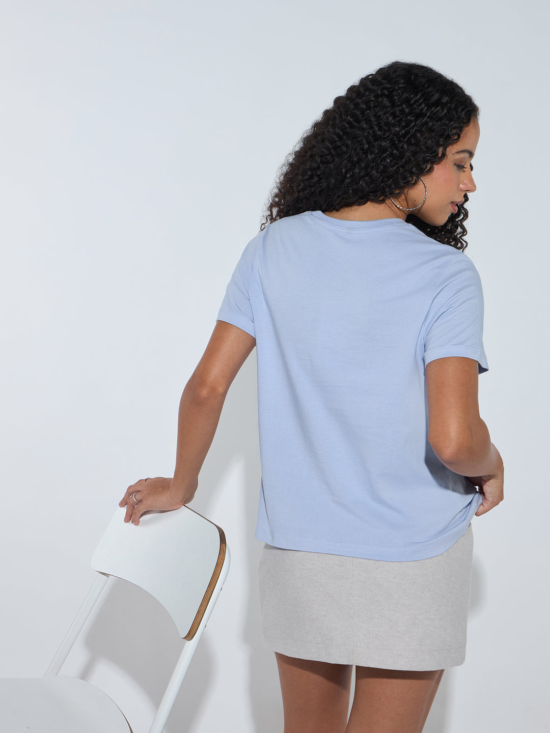 Lilac Short Sleeves Crew Neck T-Shirt