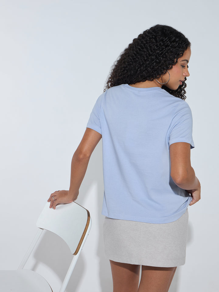 Lilac Short Sleeves Crew Neck T-Shirt