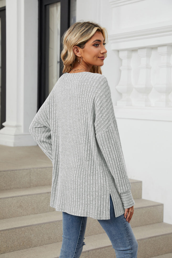 Grey Full Sleeves Round Neck Sweaters