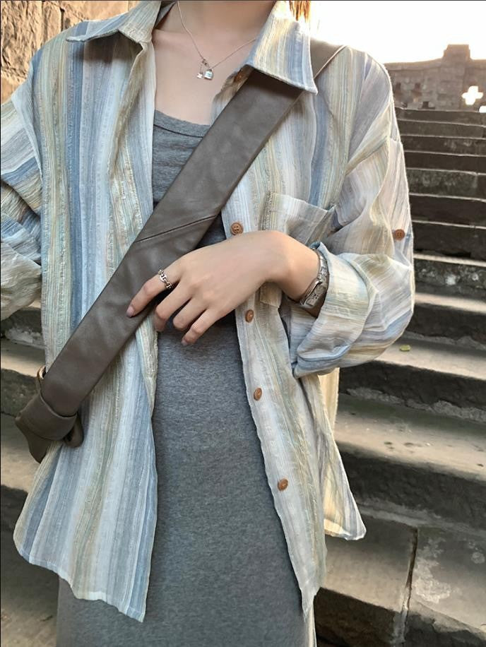 Multi Longline Multi Striped Shirt