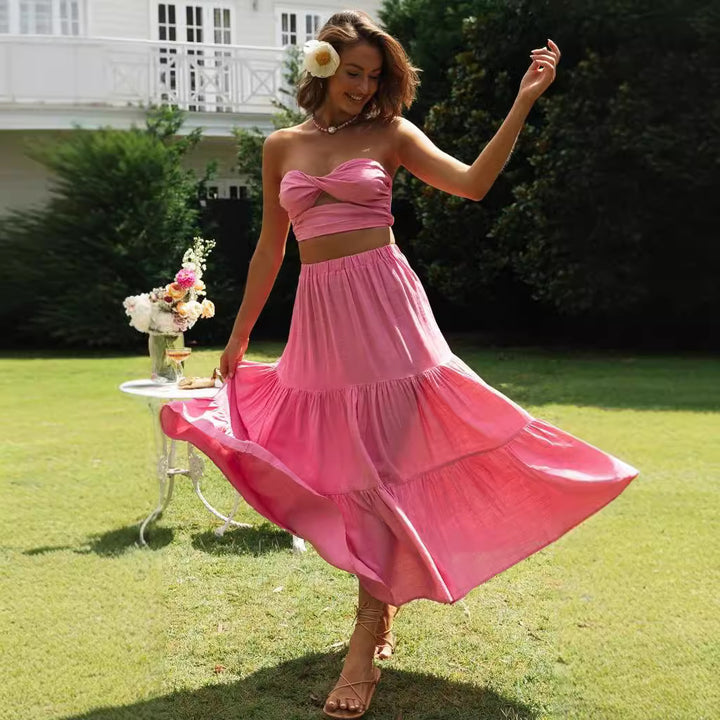 Pink Top And Skirt Co-Ord Set