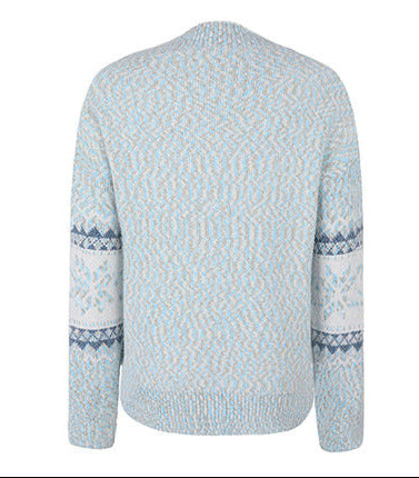 Blue Full Sleeves Printed Sweater