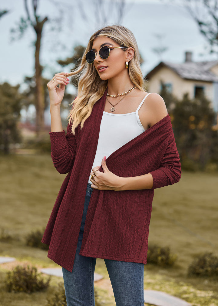 Maroon Solid Textured Shrug