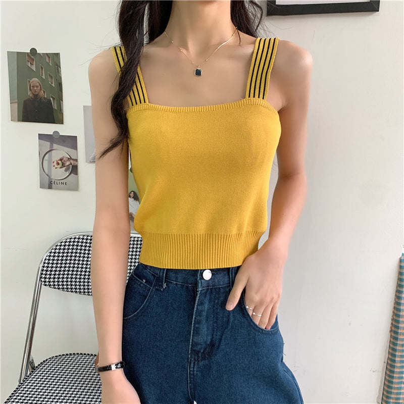 Yellow Square Neck Top
