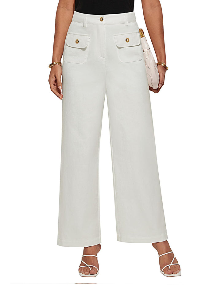 Off White Front Pockets Straight Leg Trouser