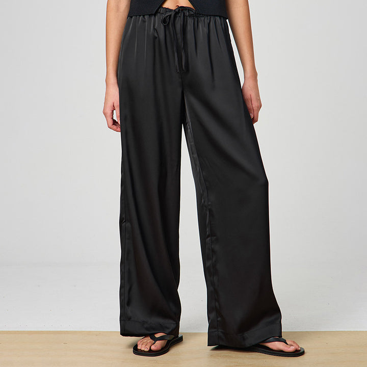 Black Relaxed Wide-Leg Pants