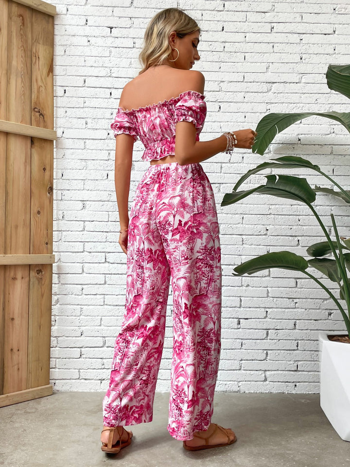 Pink Off Shoulder Top And Straight Fit Pant