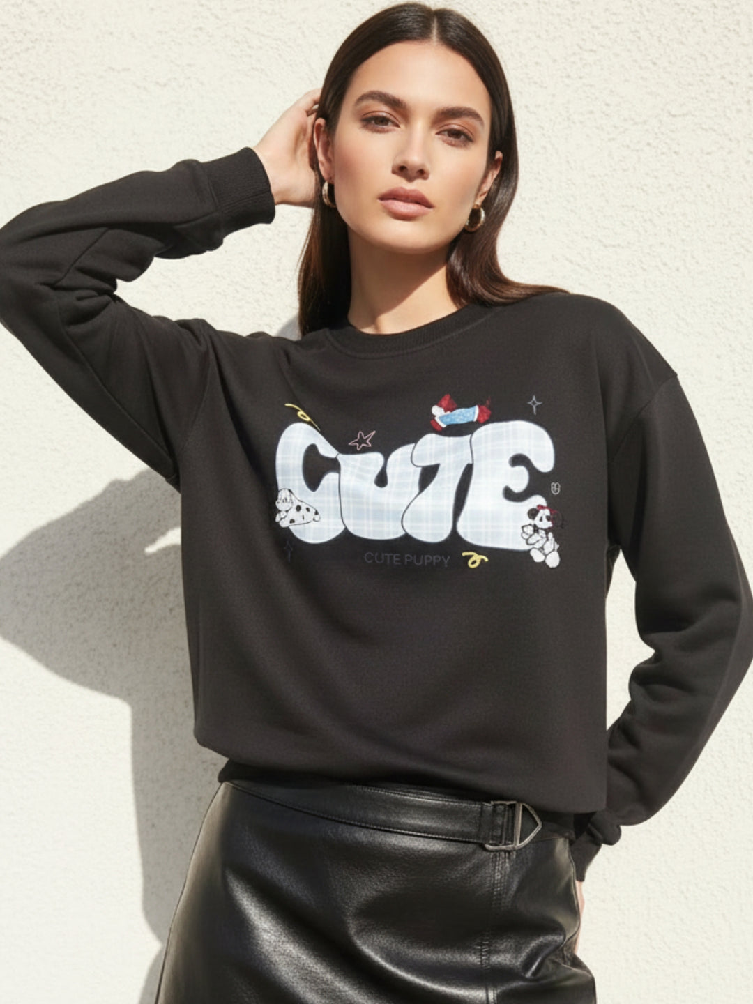 Black Graphic Oversized Sweatshirt