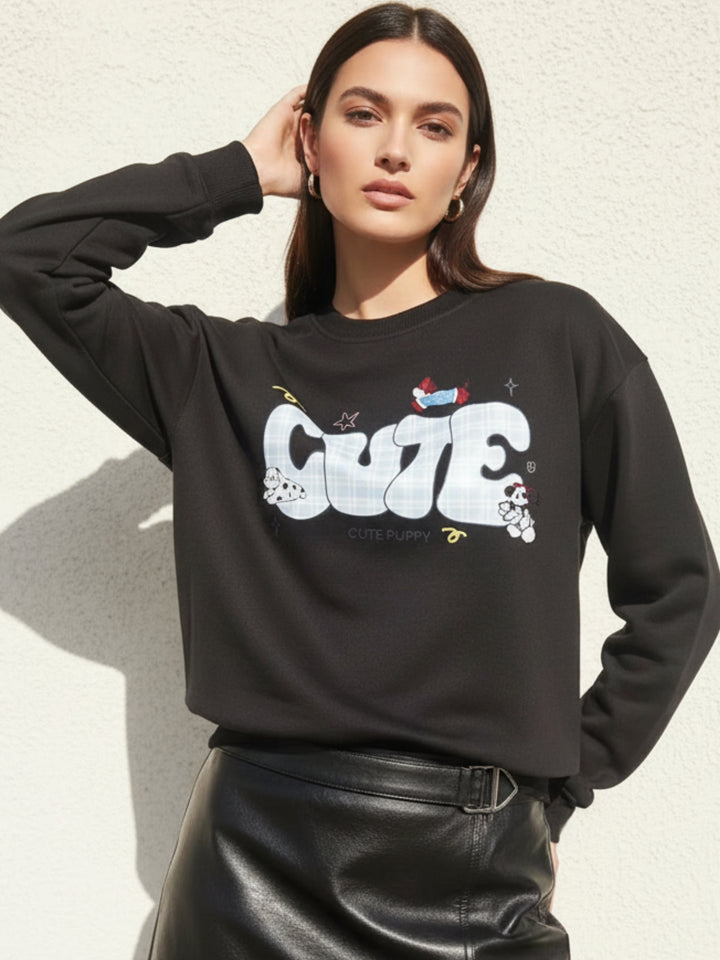 Black Graphic Oversized Sweatshirt