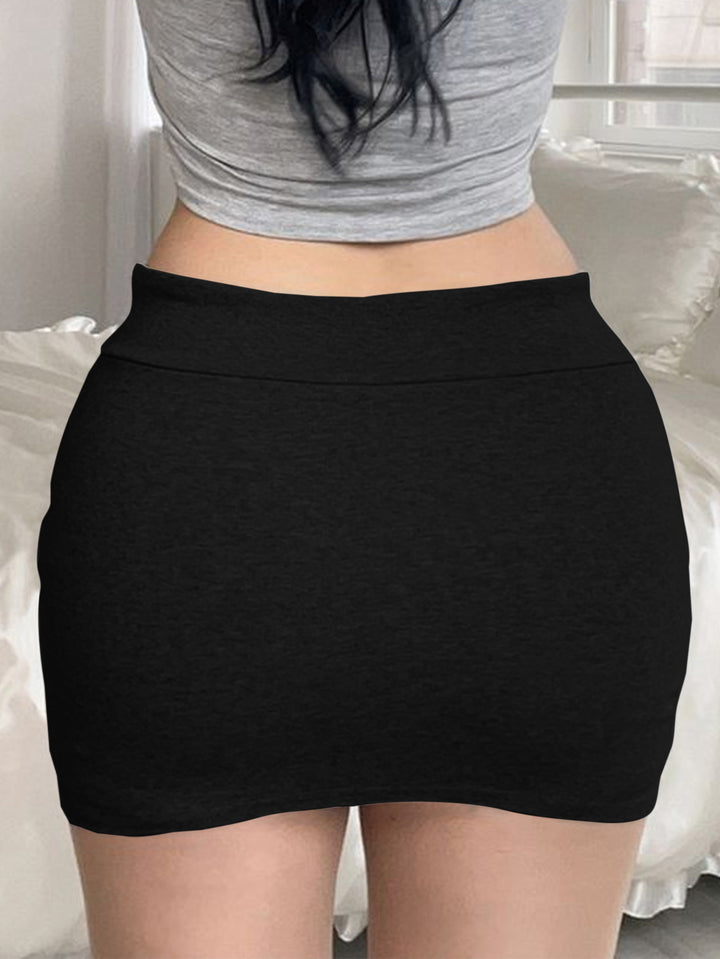 Black Drawstring Mini Skirt