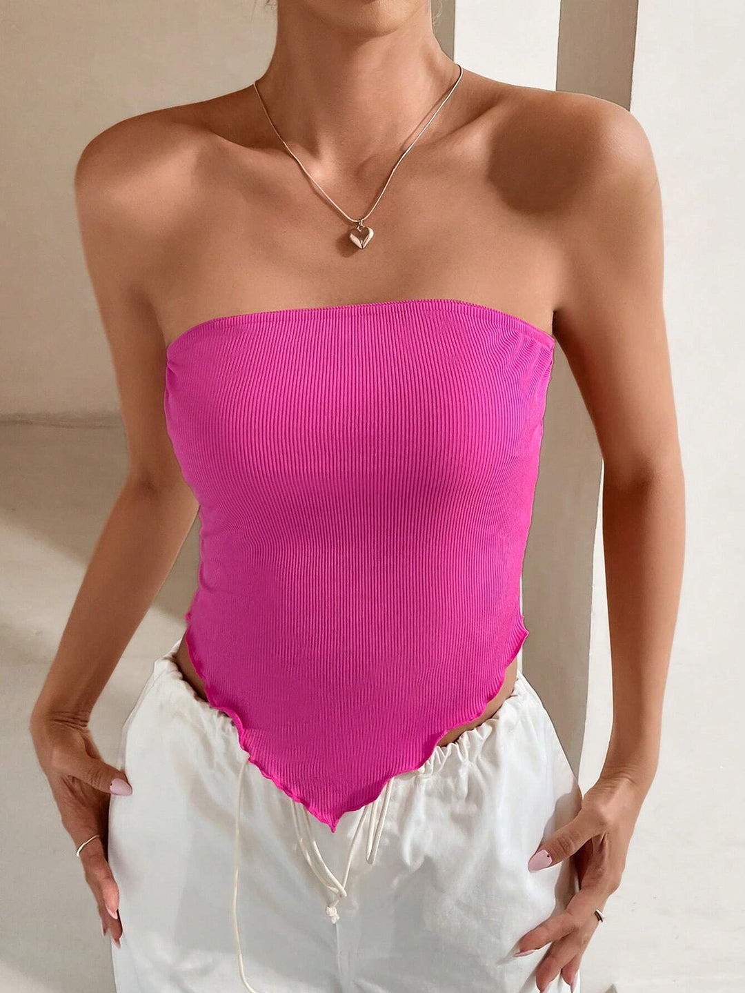 Pink Tube Style V Hem Top