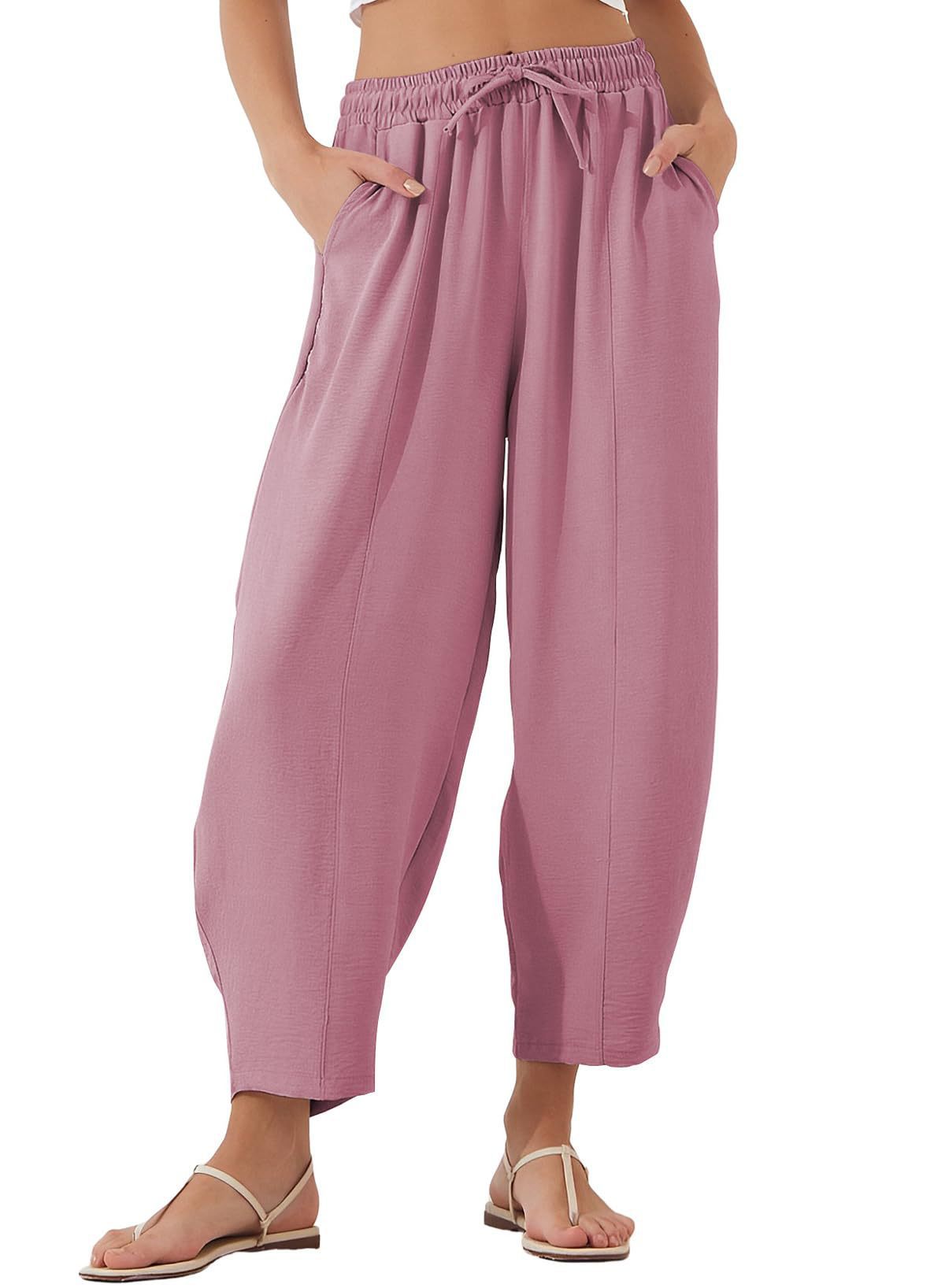 Pink Elasticated Waist Band Wide Leg Trouser