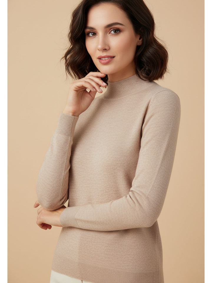 Nude Full Sleeve Mock Neck Sweater