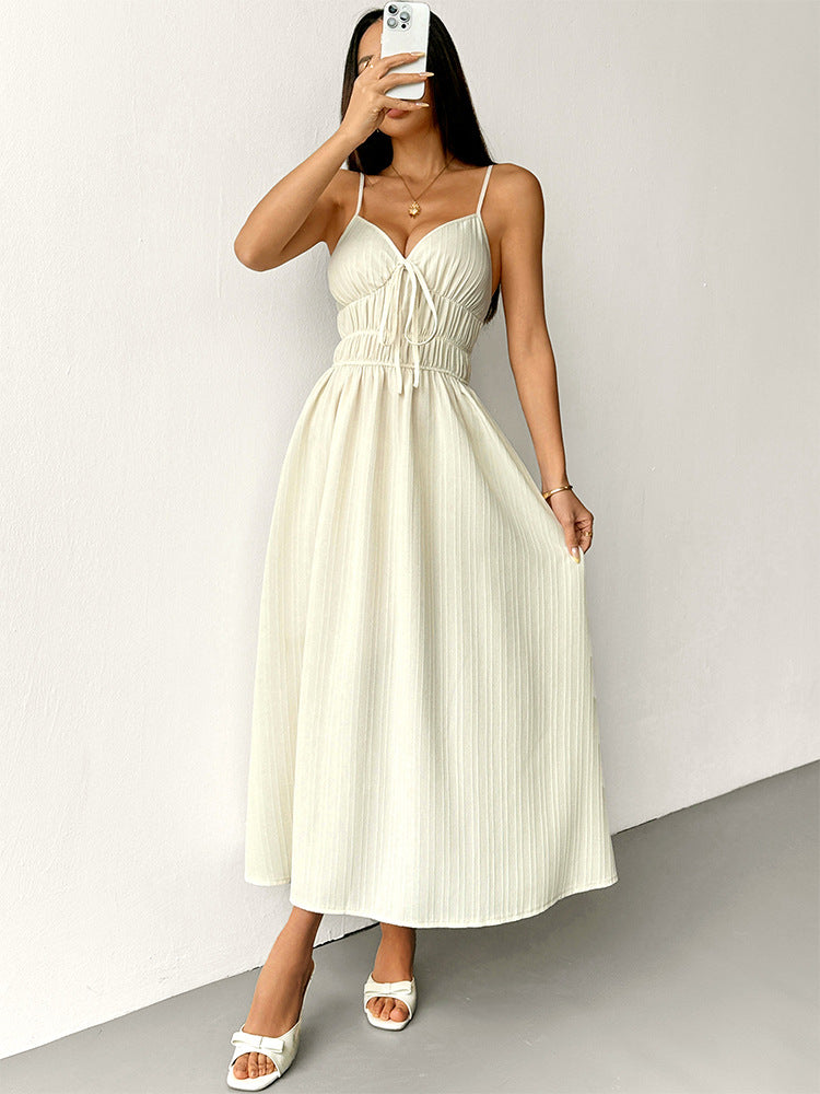 Cream Ruched Bust Maxi Dress