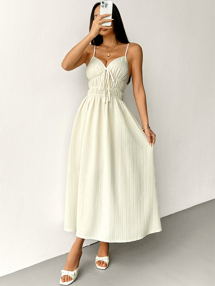 Cream Ruched Bust Maxi Dress