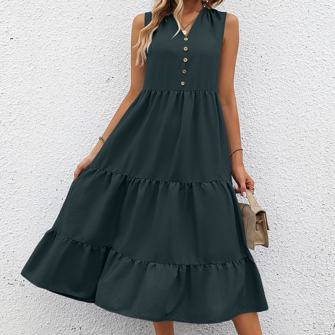 Grey Sleeveless V-Neck Dress