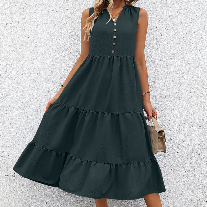 Grey Sleeveless V-Neck Dress