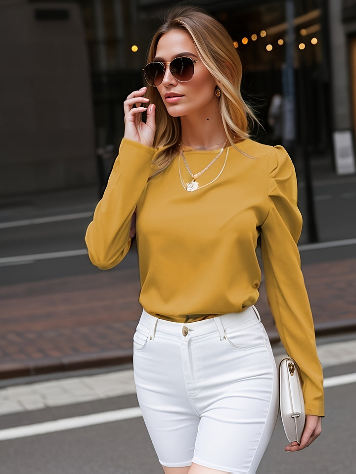Yellow Full Puff Sleeves Top