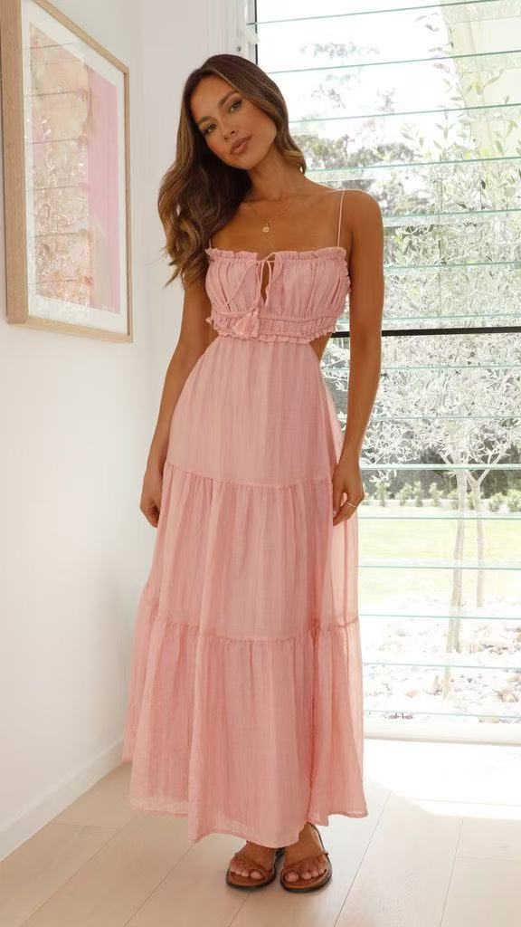 Pink Bustier Top Tiered Dress
