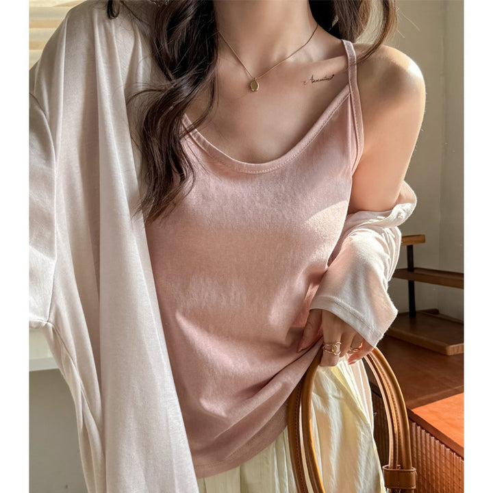 Light Pink Scoop Neck Relaxed Fit Camisole