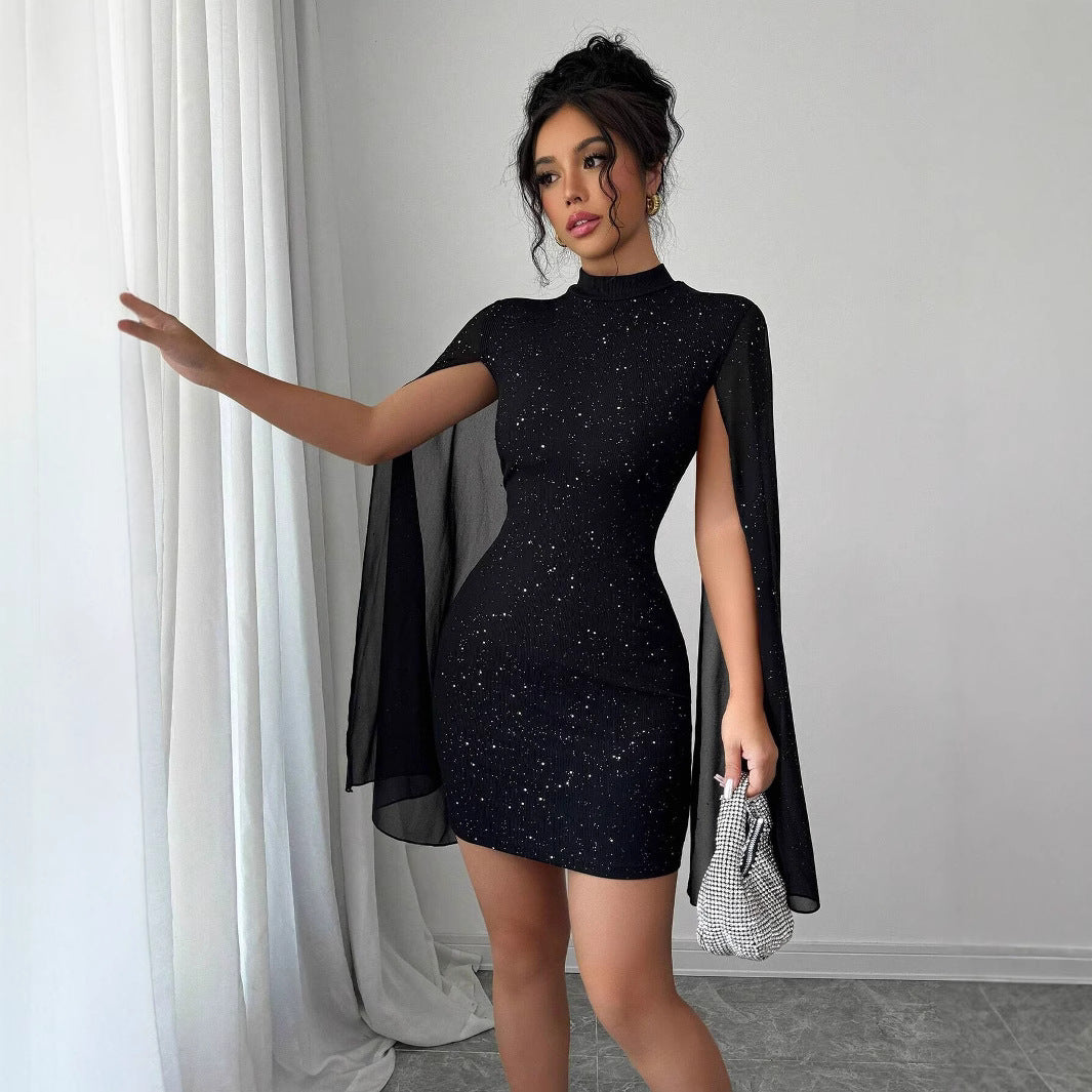 Black Cut Sleeve Mini Dress