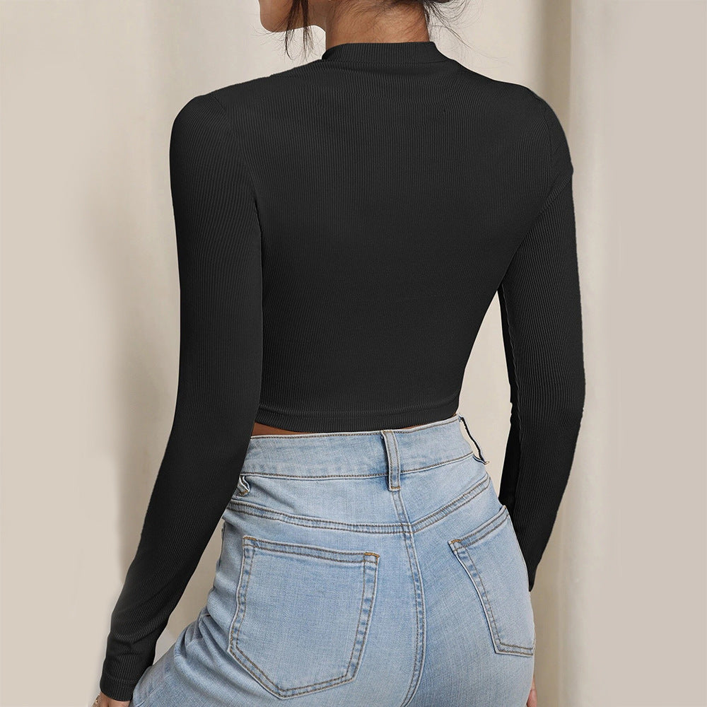 Black Full Sleeve Neck Cut-Out Tip
