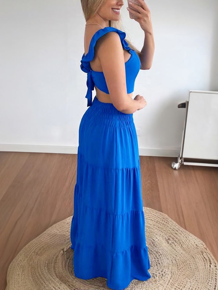 Blue Beachy Top And Skirt Co-Ord Set