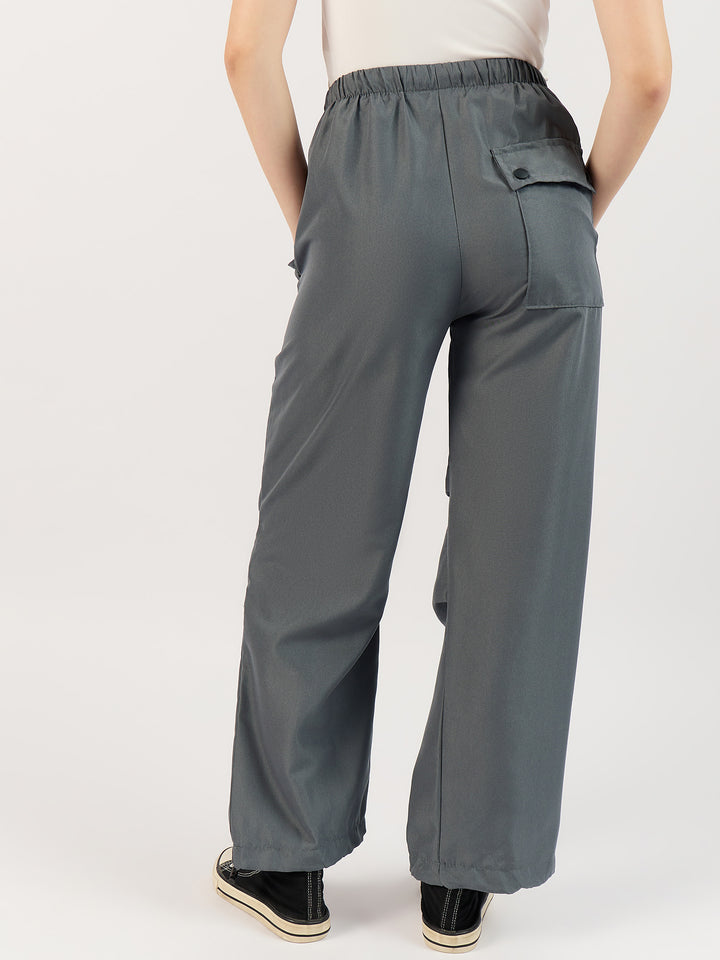 Grey Elasticated Parachute Pants