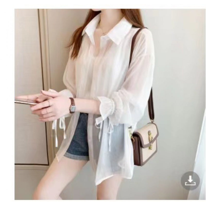 White Longline Sheer Shirt
