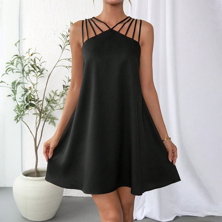Black Sleeveless Front Detail Dress
