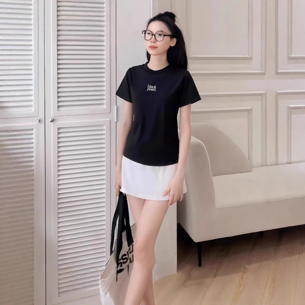Black Embroidered Logo Tshirt